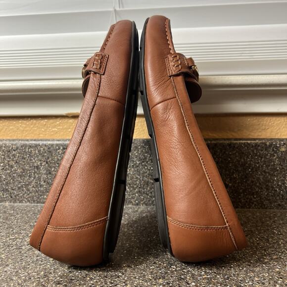 Vionic Tan Leather Flats Shoe Womens Sz 9 Horsebit Slip On Comfort Casual Loafer - Picture 6 of 11